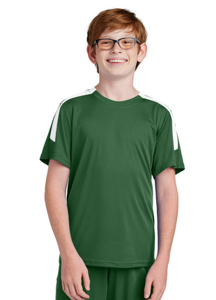 Sport-Tek® Youth Competitor™ United Crew YST100 - Forest Green/ White | Sport-Tek