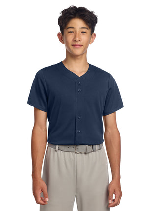 Sport-Tek® Youth PosiCharge® Tough Mesh Full-Button Jersey YST220 - True Navy | Sport-Tek