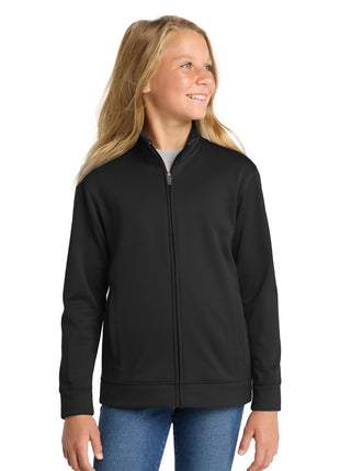 Sport-Tek® Youth Sport-Wick® Fleece Full-Zip Jacket.  YST241 - Black | Sport-Tek