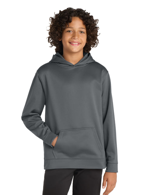 Sport-Tek® Youth Sport-Wick® Fleece Hooded Pullover. YST244 - Dark Smoke Grey | Sport-Tek