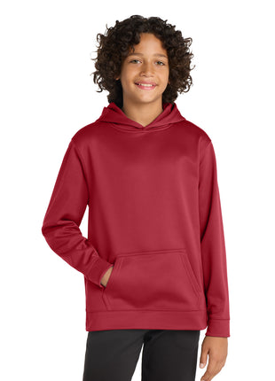 Sport-Tek® Youth Sport-Wick® Fleece Hooded Pullover. YST244 - Deep Red | Sport-Tek