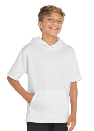 Sport-Tek ® Youth Sport-Wick ® Fleece Short Sleeve Hooded Pullover. YST251 - White | Sport-Tek