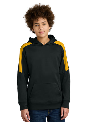 Sport-Tek® Youth Sport-Wick® Fleece United Pullover Hoodie YST255 - Black/ Gold | Sport-Tek
