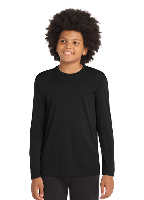 Sport-Tek® Youth Long Sleeve PosiCharge® Competitor™ Tee. YST350LS - Black | Sport-Tek