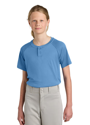 Sport-Tek® Youth PosiCharge® Competitor™ 2-Button Henley YST359 - Carolina Blue | Sport-Tek