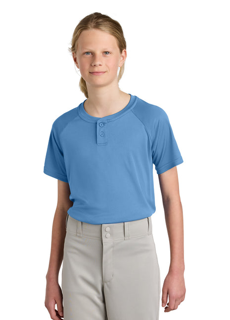 Sport-Tek® Youth PosiCharge® Competitor™ 2-Button Henley YST359 - Carolina Blue | Sport-Tek