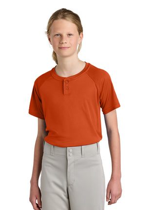 Sport-Tek® Youth PosiCharge® Competitor™ 2-Button Henley YST359 - Deep Orange | Sport-Tek