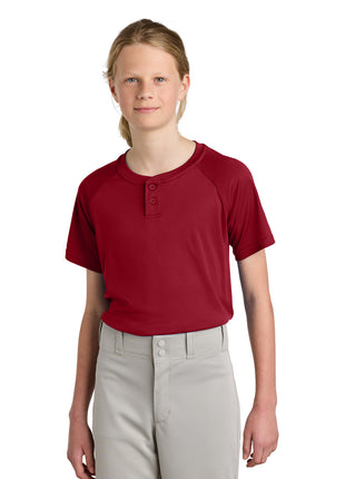 Sport-Tek® Youth PosiCharge® Competitor™ 2-Button Henley YST359 - Deep Red | Sport-Tek