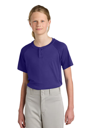 Sport-Tek® Youth PosiCharge® Competitor™ 2-Button Henley YST359 - Purple | Sport-Tek