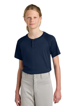 Sport-Tek® Youth PosiCharge® Competitor™ 2-Button Henley YST359 - True Navy | Sport-Tek