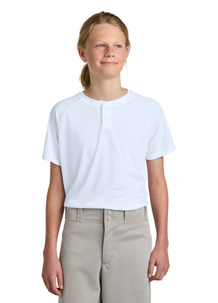 Sport-Tek® Youth PosiCharge® Competitor™ 2-Button Henley YST359 - White | Sport-Tek
