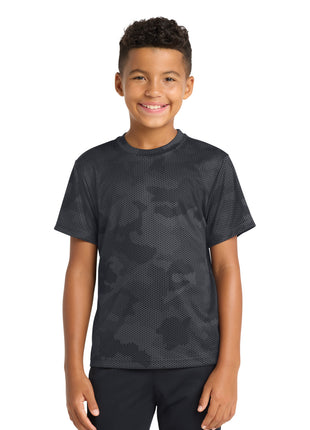 Sport-Tek® Youth CamoHex Tee. YST370 - Iron Grey | Sport-Tek