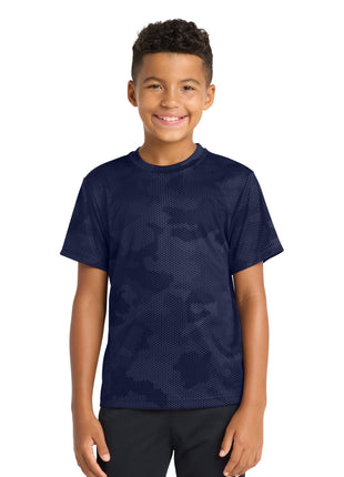 Sport-Tek® Youth CamoHex Tee. YST370 - True Navy | Sport-Tek