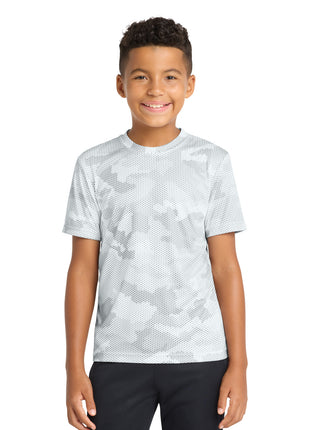 Sport-Tek® Youth CamoHex Tee. YST370 - White | Sport-Tek