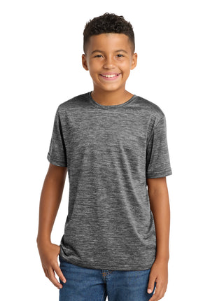 Sport-Tek® Youth PosiCharge® Electric Heather Tee. YST390 - Grey-Black Electric | Sport-Tek