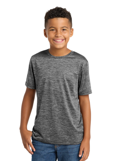 Sport-Tek® Youth PosiCharge® Electric Heather Tee. YST390 - Grey-Black Electric | Sport-Tek