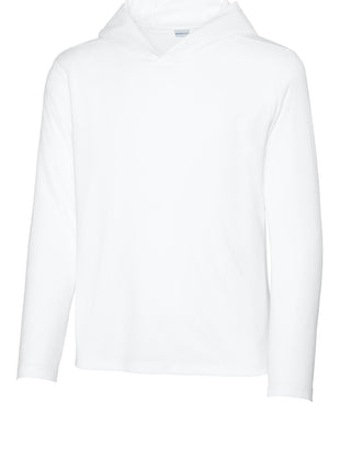Sport-Tek® Youth Posi-UV® Pro Long Sleeve Hoodie YST420LSH - White | Sport-Tek