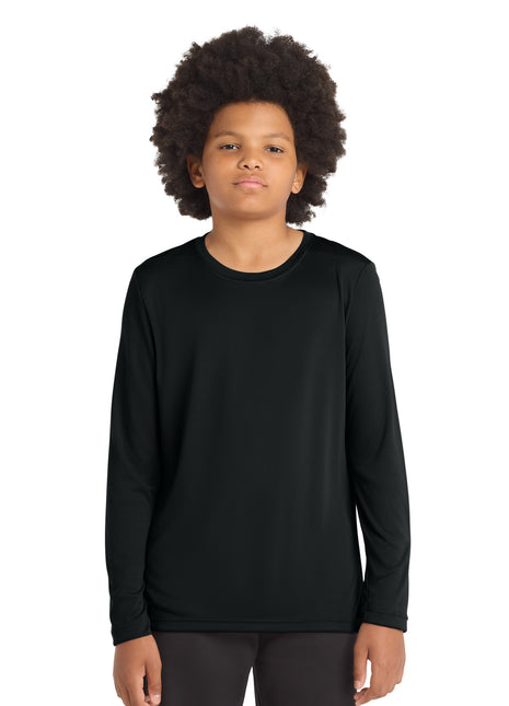 Sport-Tek ® Youth Posi-UV® Pro Long Sleeve Tee. YST420LS - Black | Sport-Tek