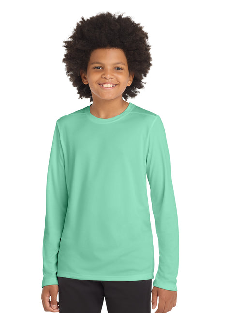 Sport-Tek ® Youth Posi-UV® Pro Long Sleeve Tee. YST420LS - Bright Seafoam | Sport-Tek