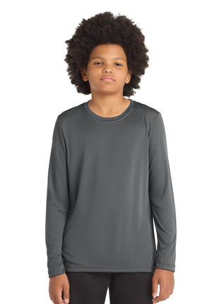 Sport-Tek ® Youth Posi-UV® Pro Long Sleeve Tee. YST420LS - Dark Smoke Grey | Sport-Tek