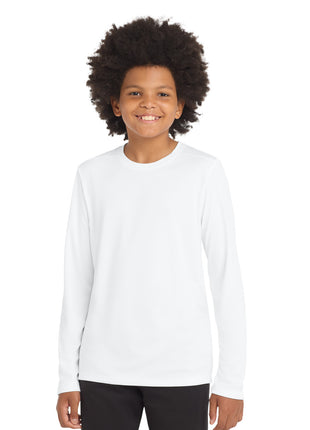Sport-Tek ® Youth Posi-UV® Pro Long Sleeve Tee. YST420LS - White | Sport-Tek
