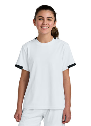 Sport-Tek® Youth Club Short Sleeve Crew YST440 - White/ Black | Sport-Tek