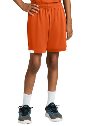 Sport-Tek® Youth Club 5" Short YST4420 - Deep Orange/ White | Sport-Tek