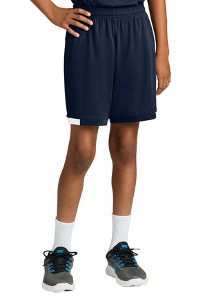 Sport-Tek® Youth Club 5" Short YST4420 - True Navy/ White | Sport-Tek