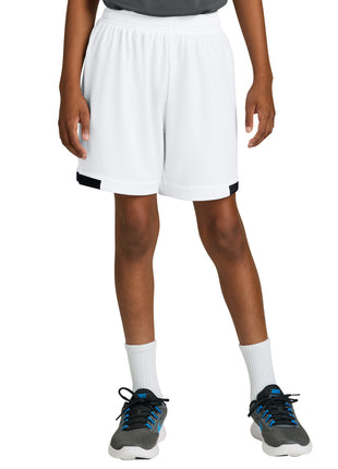 Sport-Tek® Youth Club 5" Short YST4420 - White/ Black | Sport-Tek
