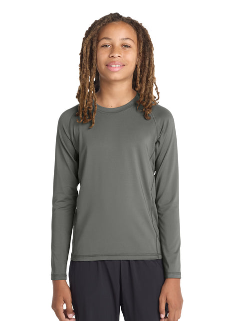 Sport-Tek ® Youth Long Sleeve Rashguard Tee. YST470LS - Dark Smoke Grey | Sport-Tek
