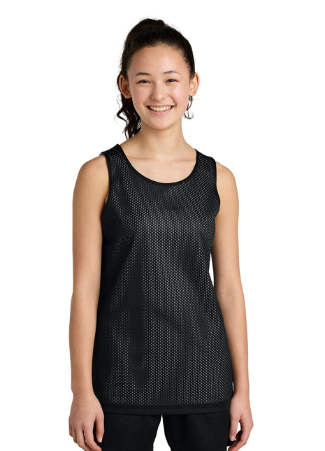 Sport-Tek® Youth PosiCharge® Reversible Mesh Tank YST5000 - Black/ White | Sport-Tek