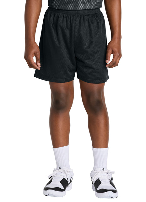 Sport-Tek® Youth PosiCharge® Mesh 5" Short YST5100 - Black | Sport-Tek
