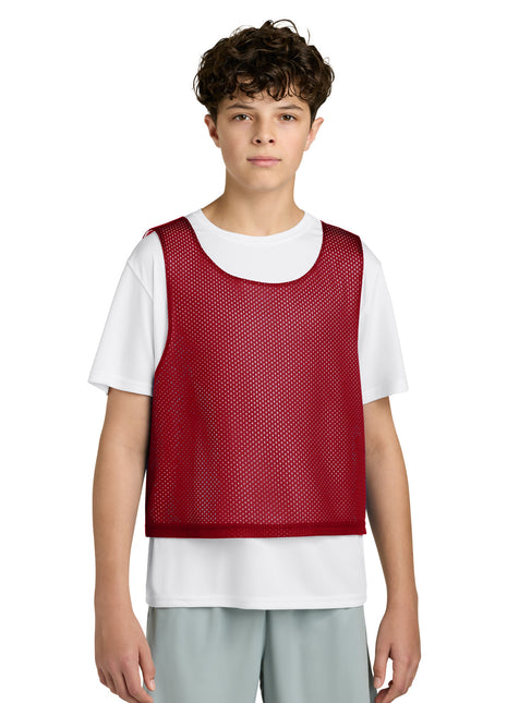 Sport-Tek® Youth Lacrosse Reversible Pinnie YST512 - Deep Red/ White | Sport-Tek