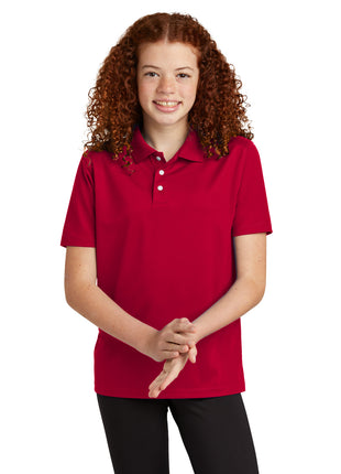 Sport-Tek® Youth UV Micropique Polo YST740 - Deep Red | Sport-Tek