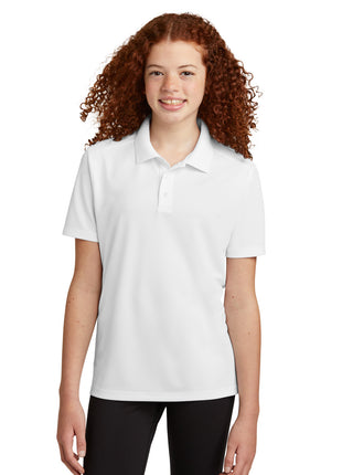 Sport-Tek® Youth UV Micropique Polo YST740 - White | Sport-Tek