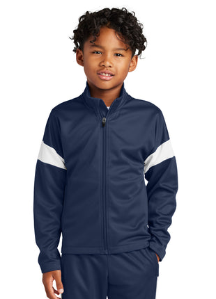 Sport-Tek® Youth Travel Full-Zip Jacket YST800 - True Navy/ White | Sport-Tek