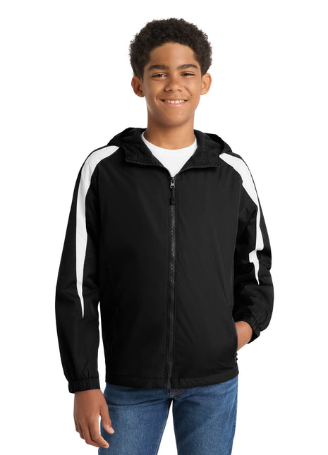 Sport-Tek® Youth Fleece-Lined Colorblock Jacket. YST81 - Black/ White | Sport-Tek