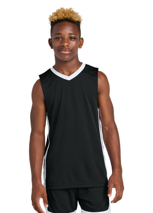 Sport-Tek® Youth Rival Basketball Rev Jersey YST900 - Black/ White | Sport-Tek