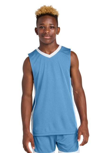Sport-Tek® Youth Rival Basketball Rev Jersey YST900 - Carolina Blue/ White | Sport-Tek