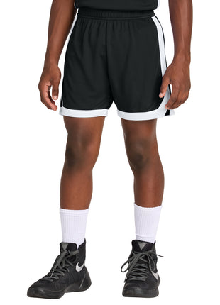 Sport-Tek® Youth Rival Basketball 5" Short YST901 - Black/ White | Sport-Tek