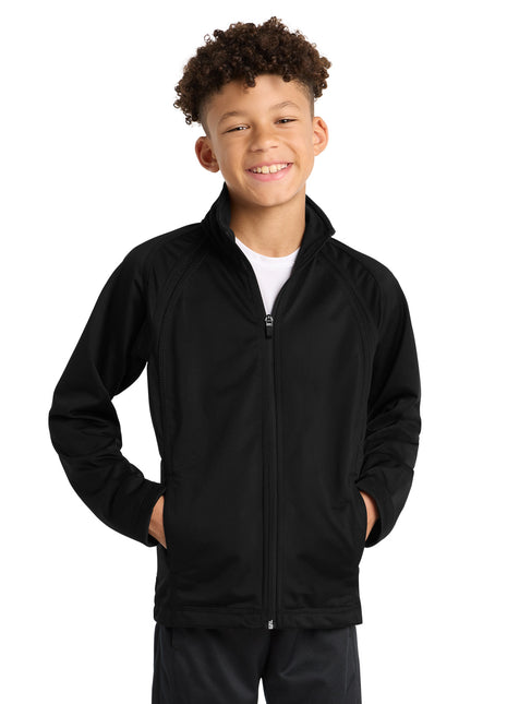 Sport-Tek® Youth Tricot Track Jacket. YST90 - Black/ Black | Sport-Tek